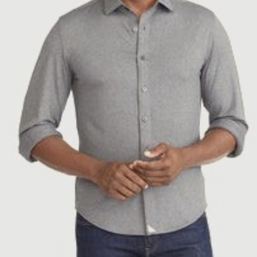 UNTUCKit - Performance Luxe Tee Hybrid Long-sleeve Shirt - Med - Reg Fit - Grey